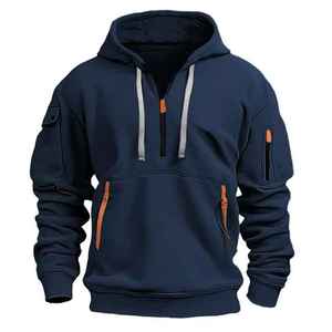 Sudaderas con Capucha de Forro Polar Personalizadas de Alta Calidad para Hombre, Sudadera con Cierre de Cremallera, Cuello Alto, Diseño Liso - Product Image 5