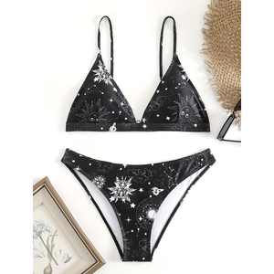 Service OEM ODM de qualité supérieure, imprimé par sublimation personnalisé avec motif soleil et lune noir et blanc, devant imprimé, éco-responsable, 2 pièces en spandex - Product Image 1