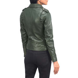 Chaqueta Bomber Vintage de Cuero Genuino de Vaca para Mujer y Hombre, con Cierre Asimétrico y Cinturón en la Cintura, Premium, OEM, ODM, Venta al Por Mayor - Product Image 3