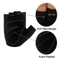 Gants de cyclisme demi-doigts en microfibre bleu et blanc à imprimé zèbre, avec protection de la paume, sangle de poignet réglable, antidérapants, respirants, unisexes