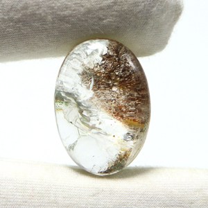 31 carats de pierres précieuses en quartz naturel de jardin, cabochon de forme ovale, pierre de lodolite en vrac pour la fabrication de bijoux - Product Image 1