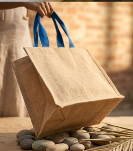 Decorative Natural Jute Return <b>Gift</b> <b>Bag</b> with Cotton Rope Handles for Wedding Birthday Festive and Event Favors - Product Image 1