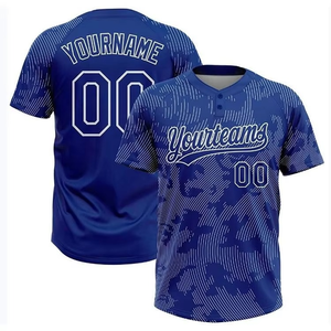 Maillot de baseball en polyester sublimé à deux boutons, manches courtes, motif imprimé, grande taille, respirant, pour softball, vente en gros - Product Image 3