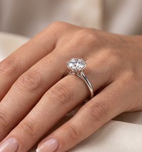 Prong Setting Minimalist Women's Vietnam Lab Created Moissanite Solitaire Engagement <b>Ring</b> 925 Sterling Silver GRA Certified Box - Product Image 2