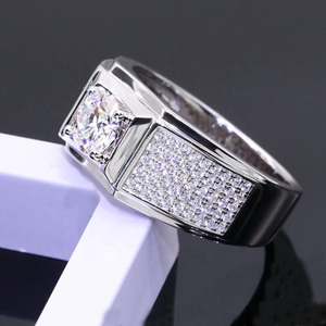Women's Round Brilliant Cut Moissanite Diamond Engagement <b>Ring</b> 18K Gold Rhodium Plated Pave Setting Iced Out Classic Style - Product Image 5