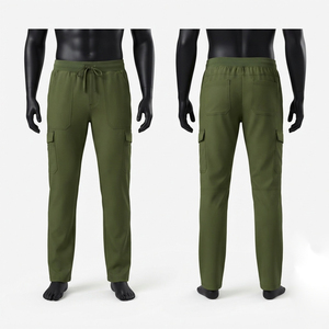 Pantalon de travail extensible en polyester Dobby Premium Blackhardson 230 GSM vert olive avec taille élastique et cordon de serrage, poches utilitaires - Product Image 1