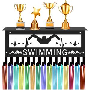CIFbuy Espositore per Medaglie a Tema Nuoto in Metallo Verniciato a Forno, Porta Medaglie a Forma di Cuore per Nuotatori, Ritiro Rapido - Product Image 1