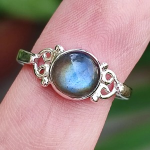 <b>Labradorite</b> <b>Ring</b> 925 Sterling Silver Handmade Boho Statement Promise Jewelry for Women Natural Round Shape Gemstone Jewelry - Product Image 4