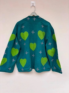 <b>Top</b> Trendy Suzani Hand Embroidered Heart Velvet Short Jacket Boho Outerwear Winter Kimono <b>Coat</b> Gift for Her - Product Image 2
