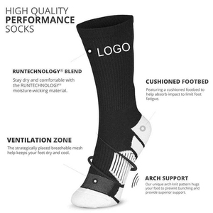 Chaussettes de sport montantes noires et blanches avec logo imprimé numériquement, chaussettes de basketball pour adultes, chaussettes de baseball tricotées à séchage rapide - Product Image 5