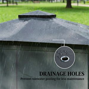 Pergola Gazebo Blu da Esterno con Tetto Morbido e Tende Parasole, Riparo Antipioggia con Tende - Product Image 4