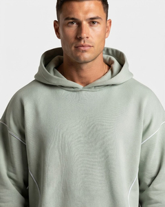 Conjunto Deportivo Personalizado para Hombre, Estilo Pistacho, con Líneas en Contraste, Sudadera con Capucha de Felpa de Algodón de Primera Calidad y Pantalones Deportivos Anchos, OEM y ODM - Product Image 3