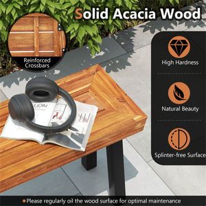 Panca da Giardino Versatile in Legno di Acacia, Solida e Moderna, Minimalista con Piedini Regolabili per Esterni, Ideale per Cortili e Parchi - Product Image 3