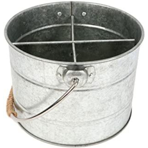 Porta Utensilios de Metal Galvanizado Estilo Rústico con Doble Compartimento y Asa de Madera, Organizador de Cubiertos y Almacenamiento Vintage para Cocina - Product Image 5