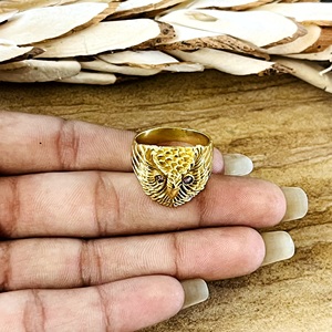 Antique Design Owl <b>Ring</b> Boho Brass <b>Rings</b> <b>Men</b> 18k Gold Plated Animal Design Gothic Chunky Amethyst Jewelry <b>for</b> Wholesale/OEM/ODM - Product Image 3