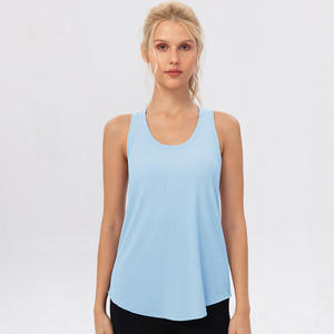 Camiseta sin mangas acanalada para mujer, cuello redondo, color liso, transpirable, ajuste holgado, para todas las estaciones, naranja, poliéster - Product Image 2