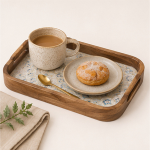 Handcrafted Eco-friendly Teak Wood Serving Tray Elegant Rectangular Decorative Trays with Solid Pattern <b>Home</b> Decor for Wedding - Product Image 2