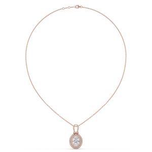Collier pour femme en or massif 14 carats, diamant de laboratoire certifié IGI, taille ovale brillante, couleur E, 3,62 carats, style unique - Product Image 3