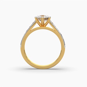 แหวนหมั้นเพชรทรงกลมเพาะเลี้ยงในห้องปฏิบัติการ ทองคำขาว 14K 18K 22K ประดับเพชรเม็ดเดี่ยว พร้อมแถบเพชรประดับด้านข้าง สำหรับเจ้าสาว เครื่องประดับชั้นดี - Product Image 3