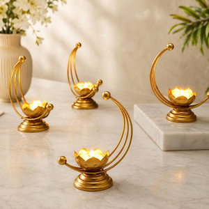 Premium Gold Metal Lotus <b>Tealight</b> <b>Candle</b> <b>Holder</b> Decorative Gold Lotus <b>Candle</b> <b>Holder</b> – Modern Table Centerpiece - Product Image 1