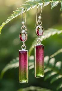 Handmade Watermelon Tourmaline Earrings 925 Sterling Silver Dangle Gemstone Jewelry For Women Gift - Product Image 6
