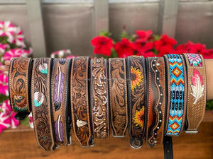 Floral Hand Tooled Leather Desert Dog Collar Adjustable High Quality Leather <b>Padded</b> Dog Dollar Luxury Comfortable Dog Collars - Product Image 6