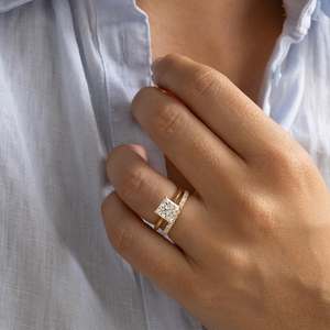 Anillo de Compromiso Solitario de Moissanita en Oro de 10K, 14K, 18K, Corte Princesa, VVS, Brillante, para Aniversario de Bodas, Fabricante ODM Personalizado - Product Image 4