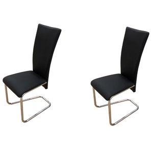 Ensemble de 2 chaises de salle à manger en similicuir noir, design moderne standard - Product Image 2