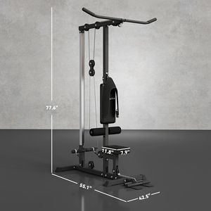 Máquina de Poleas Alta/Baja para Ejercicios de Tracción con Asiento Ajustable y Plataforma para Pies Abatible, Sistema de Gimnasio en Casa, Color Negro - Product Image 3