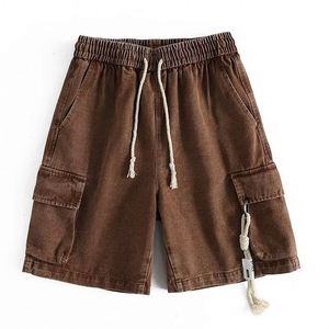 Pantalones Cortos Cargo de Mezclilla para Hombre, Corte Recto Holgado, Estilo Casual de Verano con Bolsillos Grandes, Cintura con Cordón Ajustable, OEM - Product Image 3