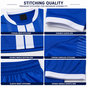 Nuevo diseño: Uniformes de fútbol azules y blancos a rayas para ropa deportiva, precio al por mayor, conjunto de uniformes de fútbol de alta calidad - Product Image 6