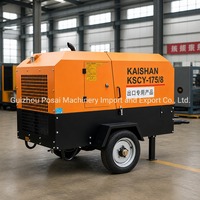 Compresseur d'air à vis diesel économique Kaishan KSCY-175/8, refroidi par air, 380V, 8 bars, 175 CFM, 5 m/min, 970 kg, garantie 1 an, sur remorque