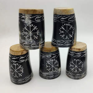 <b>White</b> Engraved Natural Black Drinking Ox Horn <b>Wine</b> <b>Glass</b> Handcrafted Featuring Custom Logo Shot <b>Glasses</b> - Product Image 5