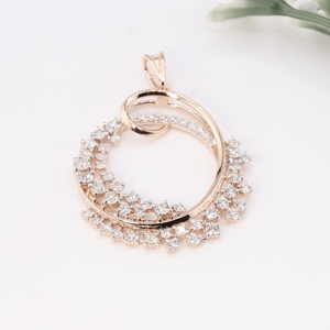 Collar con Colgante Redondo en Espiral de Oro Rosa, Diamante Cultivado en Laboratorio, Círculo Abierto con Cinta, Joyería Fina para Mujer, Regalo de Aniversario de Bodas - Product Image 1