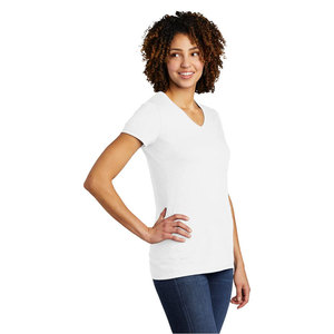 Camiseta de algodón lisa para mujer, cuello en V, manga corta, multicolor, informal, moderna y elegante. - Product Image 5