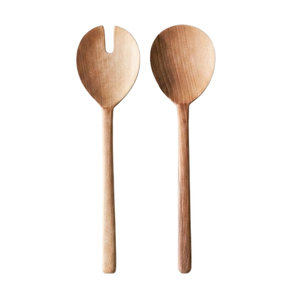 Juego de servidores de ensalada de madera ecológicos con mango de resina, cucharas y tenedores de madera minimalistas de calidad alimentaria para venta al por mayor - Product Image 6