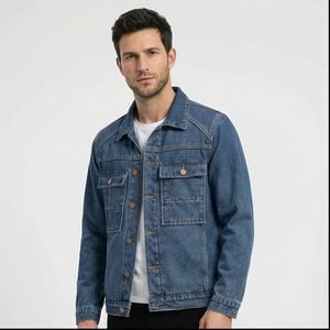 Chaqueta Vaquera de Mezclilla con Logotipo Personalizado de Alta Calidad 2025, Cuello Camisero, Talla Grande, para Hombre, Invierno, Transpirable, Forro de Lana, Diseños OEM Frontales - Product Image 1