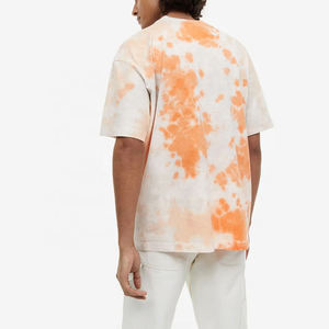 T-shirt tie-dye orange pour homme, col rond, manches courtes, imprimé personnalisé, style streetwear décontracté, vente en gros, fournisseur de vêtements OEM - Product Image 2