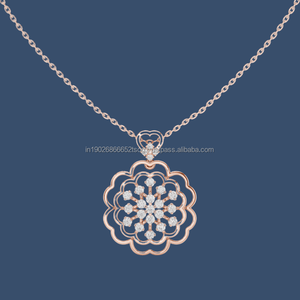 Nouveauté Collier pendentif flocon de neige ethnique en argent 925 plaqué or 10 carats avec diamant de laboratoire pour femmes Bijoux - Product Image 1