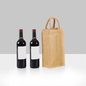 Jute Wine <b>Bottle</b> Gift <b>Bag</b> with Drawstring Closure Eco-Friendly Natural Fiber Packaging Medium Size (30-50cm) Wholesale - Product Image 6