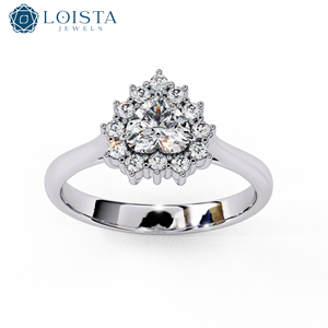 Bague de fiançailles LOISTA en platine avec diamant rond et serti halo, style classique pour femme, certifiée GIA - Product Image 2
