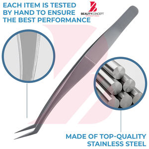Pince à cils incurvée en acier inoxydable de haute précision, pince à volume anti-magnétique argent mat pour usage professionnel des cils - Product Image 6