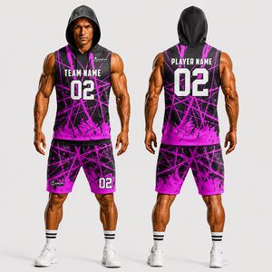 Ensemble de maillot de football américain à capuche pour homme SINEWY SPORTS, logo frontal sublimé, maille respirante, coupe athlétique, été - Product Image 5
