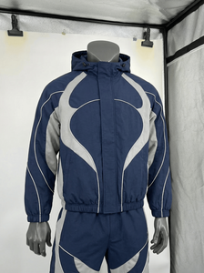 Custom Logo Printed Reflective Sporty Lightweight Breathable Windbreaker <b>Jacket</b> Detachable Zipper Nylon <b>Track</b> Pants Shorts - Product Image 3
