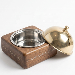 Artisanal Solid Wooden Dining Hotpot Casserole Steel Dome Lid with Inlaid Mother of Pearl Detail Luxury Tableware - Product Image 3