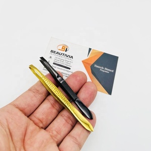 Pinzas Clásicas para Cejas, Antideslizantes, de Acero Inoxidable con Rayas, Punta Inclinada, Herramienta Auxiliar para Pestañas Postizas, Clip para Cejas y Barba - Product Image 3