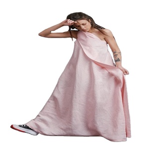 Robe maxi en lin à une épaule de qualité supérieure pour femme - Product Image 1
