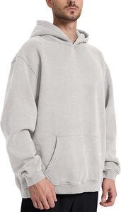 Sweat à capuche pour homme grande taille, coupe oversize, en molleton de coton épais, chaud pour l'hiver, style streetwear décontracté - Product Image 4