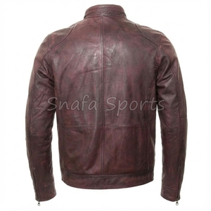 Custom Logo Genuine Leather Motorcycle Riding Jacket for Men Bomber Style Men's Winter <b>Canvas</b> Leather Jackets - Product Image 2
