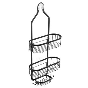 Mensola angolare a 3 livelli in acciaio per doccia, montabile, per l'organizzazione del bagno - Product Image 1